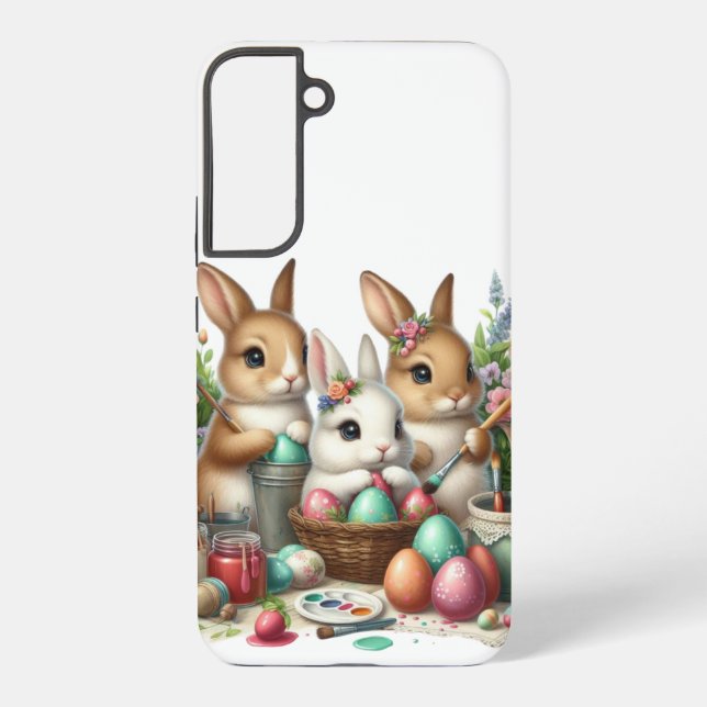 Cute, Easter Bunny/Spring paint party Samsung Galaxy S22+ Case (Back)
