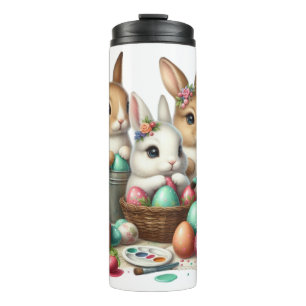 Cute, Easter Bunny/Spring paint party Thermal Tumbler