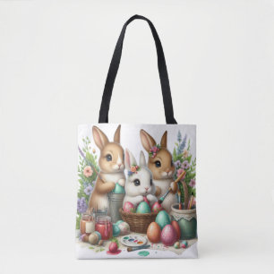 Cute, Easter Bunny/Spring paint party Tote Bag