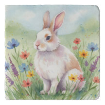Cute Easter Bunny Spring square trivet