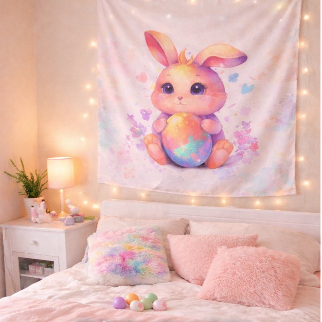 Cute Easter Bunny Tapestry – Pastel Aesthetic Wall (Creator Uploaded)