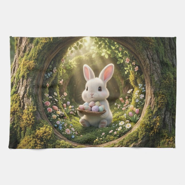 Cute Easter Bunny Tea Towel (Horizontal)