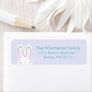 Cute Easter bunny teal lavender fun address