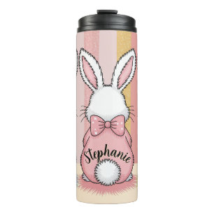 Cute Easter Bunny Trio Pastel Animal Print, Name Thermal Tumbler