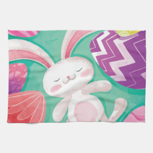 Cute Easter Bunny Watercolor   Kitchen Towel