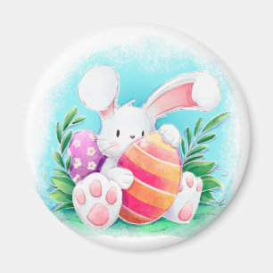 Cute Easter Bunny Watercolor Magnet