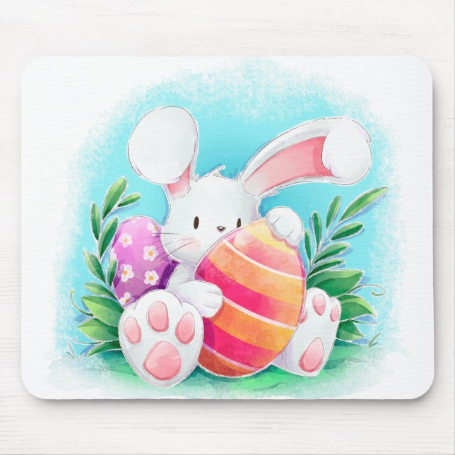 Cute Easter Bunny Watercolor | Mousepad (Front)