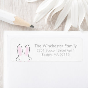Cute Easter bunny white grey fun address