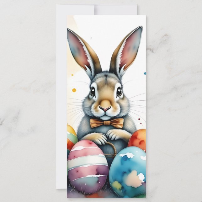 Cute Easter Bunny with Colorful Painted Eggs (Front)