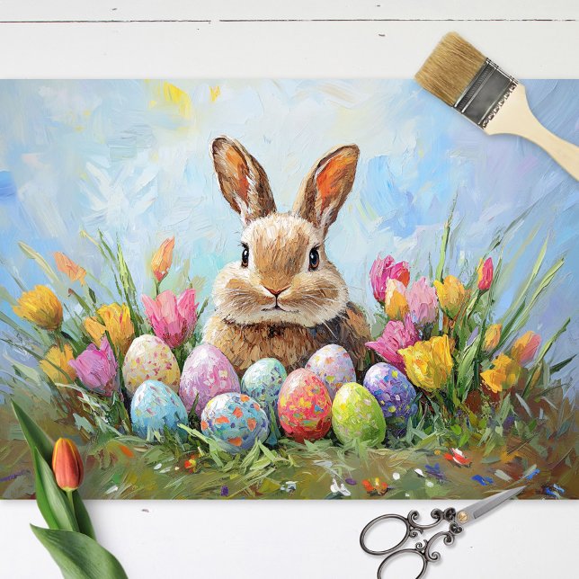 Cute Easter Bunny with Coloured Eggs Decoupage Tissue Paper (Creator Uploaded)