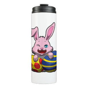 Cute Easter Bunny with Coloured Eggs - Happy Easte Thermal Tumbler