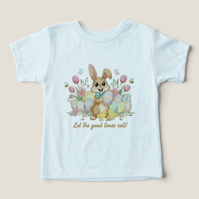 Cute Easter Bunny with Colourful Eggs and Spring  (Design Front)