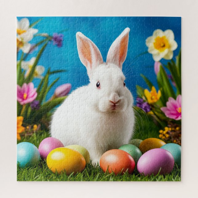 Cute Easter Bunny with Colourful Eggs Jigsaw Puzzle (Vertical)