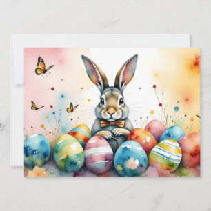 Cute Easter Bunny with Colourful Painted Eggs