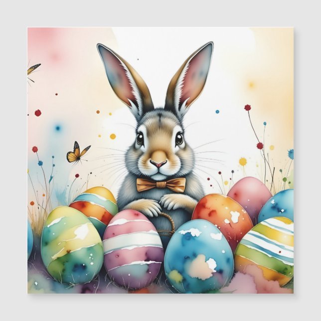 Cute Easter Bunny with Colourful Painted Eggs (Front)