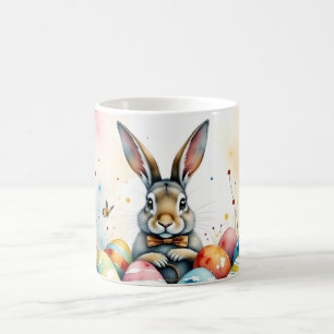 Cute Easter Bunny with Colourful Painted Eggs Coffee Mug