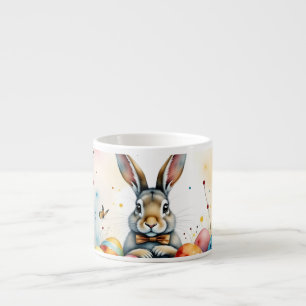 Cute Easter Bunny with Colourful Painted Eggs Espresso Cup