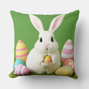 Cute Easter Bunny With Decorative Eggs Cushion