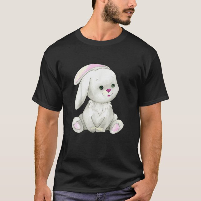 Cute Easter Bunny With Egg Funny Easter Sunday Vin T-Shirt (Front)