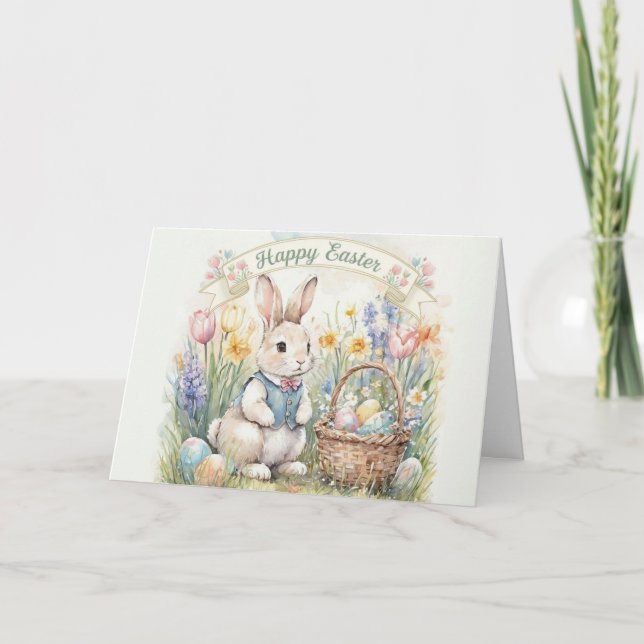Cute Easter Bunny with Eggs Children's Holiday (Front)