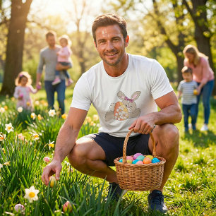 Cute Easter Bunny with Floral Egg T-Shirt