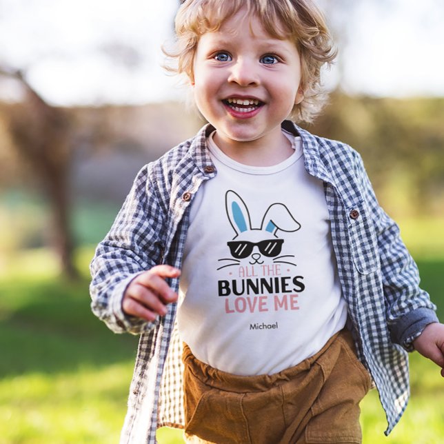 Cute Easter Bunny with Sunglasses Personalised Baby Bodysuit (Creator Uploaded)