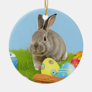 Cute Easter Bunnyfor a positive mood   Ceramic Tree Decoration