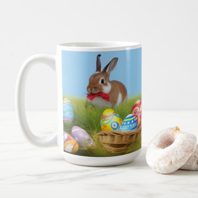 Cute Easter Bunnyfor a positive mood    Coffee Mug (With Donut)