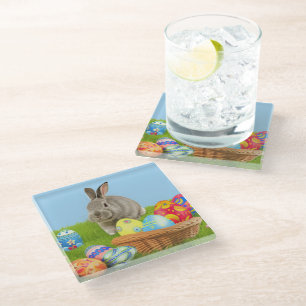 Cute Easter Bunnyfor a positive mood   Glass Coast Glass Coaster