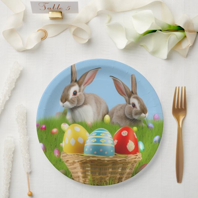 Cute Easter Bunnyfor a positive mood     Paper Plate (Wedding)