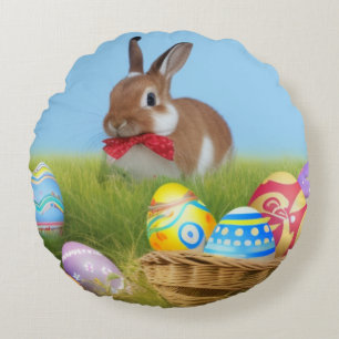 Cute Easter Bunnyfor a positive mood Round Cushion