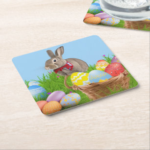 Cute Easter Bunnyfor a positive mood Square Paper Coaster