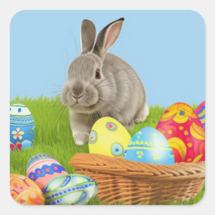Cute Easter Bunnyfor a positive mood Square Sticker