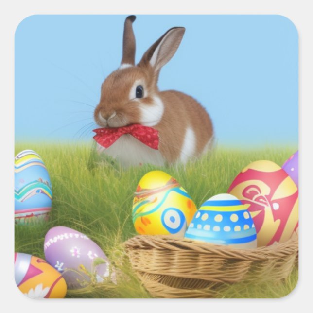 Cute Easter Bunnyfor a positive mood    Square Sticker (Front)