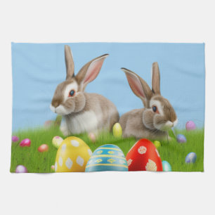 Cute Easter Bunnyfor a positive mood    Tea Towel