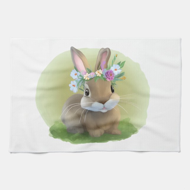 Cute Easter Bunnyfor a positive mood   Tea Towel (Horizontal)