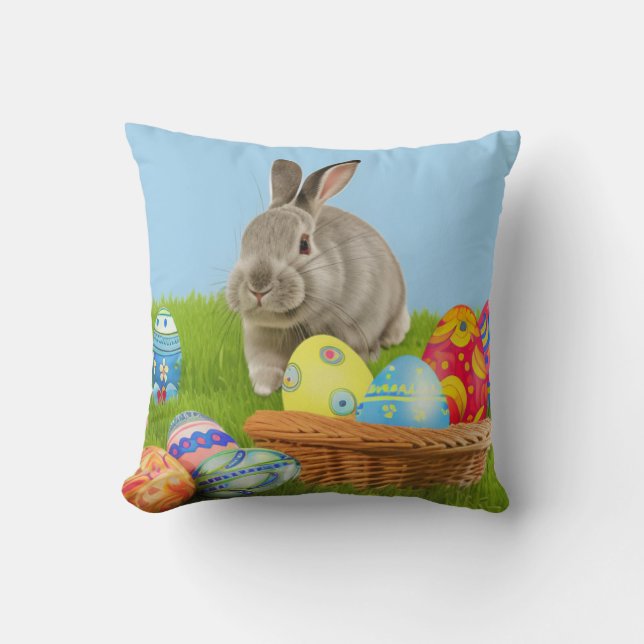 Cute Easter Bunnyfor a positive mood   Throw Pillo Cushion (Front)
