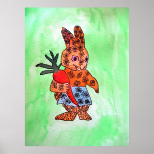 Cute Easter buuny kids illustration art poster
