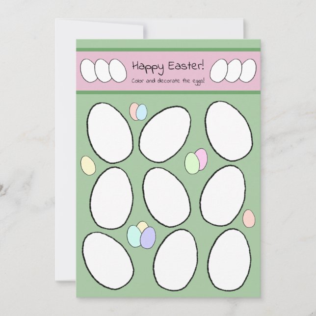 Cute Easter Card Easter Egg Colouring Activity (Front)