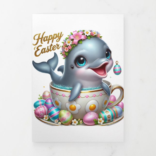 Cute Easter Card With Dolphin (Cover)