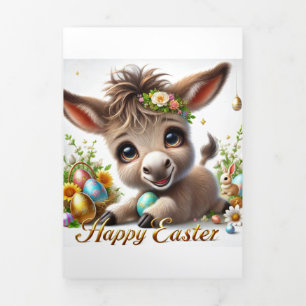 Cute Easter Card With Donkey