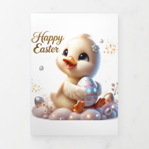 Cute Easter Card With Duck 