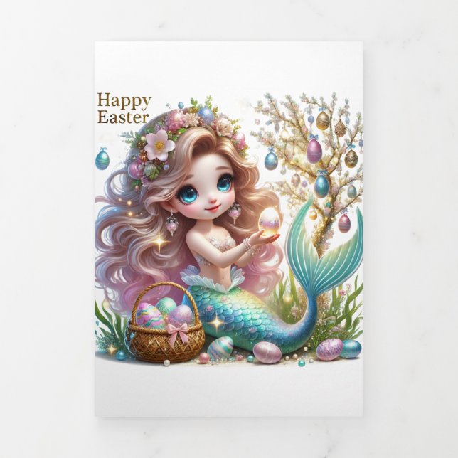 Cute Easter Card With Mermaid  (Cover)