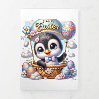 Cute Easter Card With Penguin