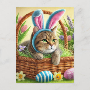 Cute Easter Cat Holiday Postcard