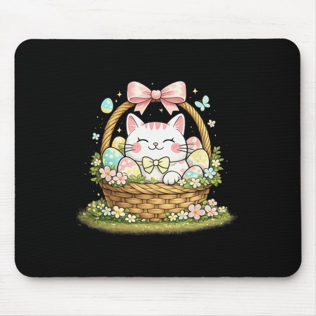 Cute Easter Cat Sket Cats Lover White Kitten  Mouse Pad (Front)