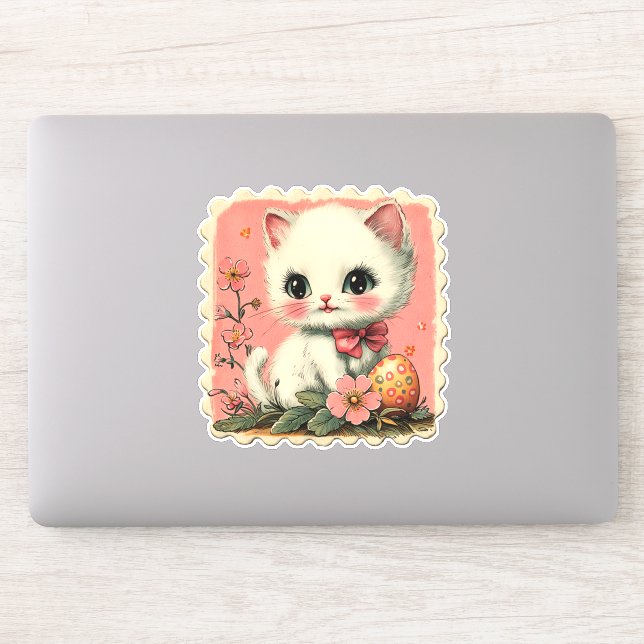 Cute Easter Cat Sticker (Computer)