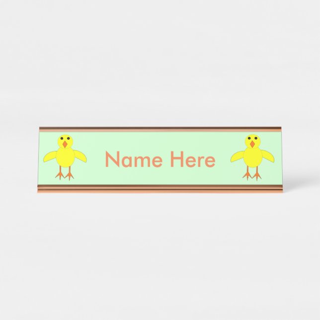 Cute Easter Chick Custom Desk Name Plate (Front)