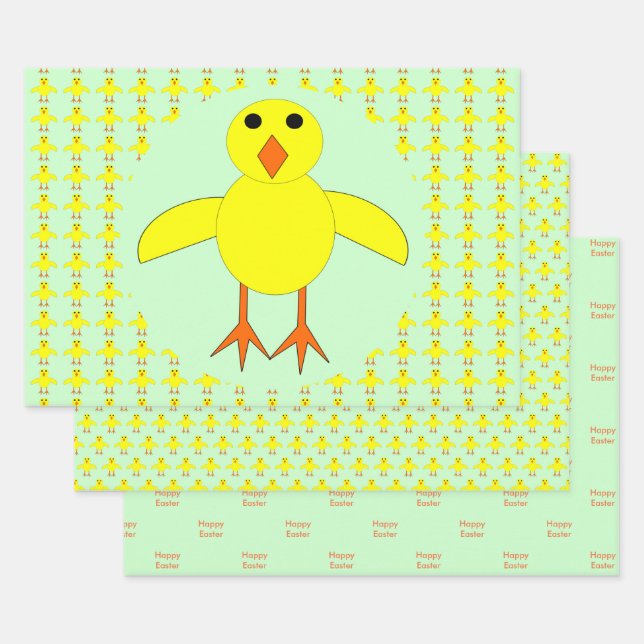 Cute Easter Chick Custom Wrapping Paper Sheet (Set)
