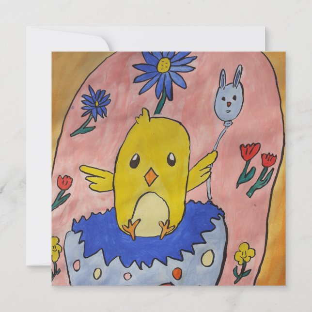 Cute Easter Chick Flat Greeting Card (Front)